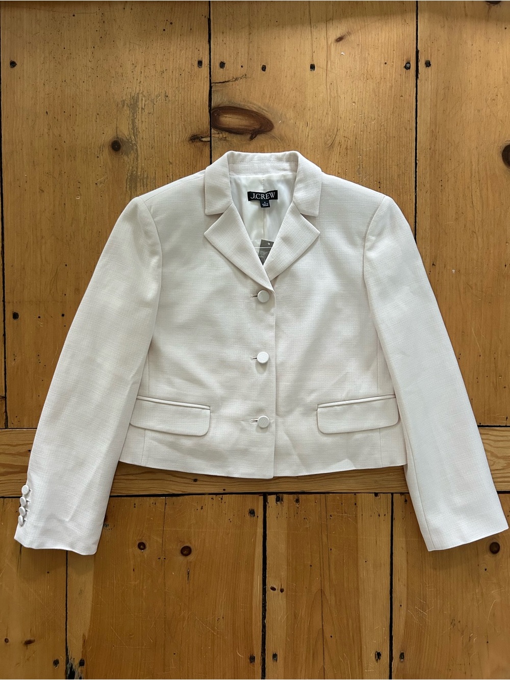 J. Crew Cream Cropped Notch-Collar Blazer